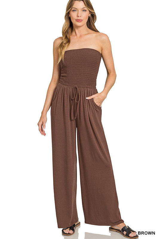 Brown tube top jumpsuit