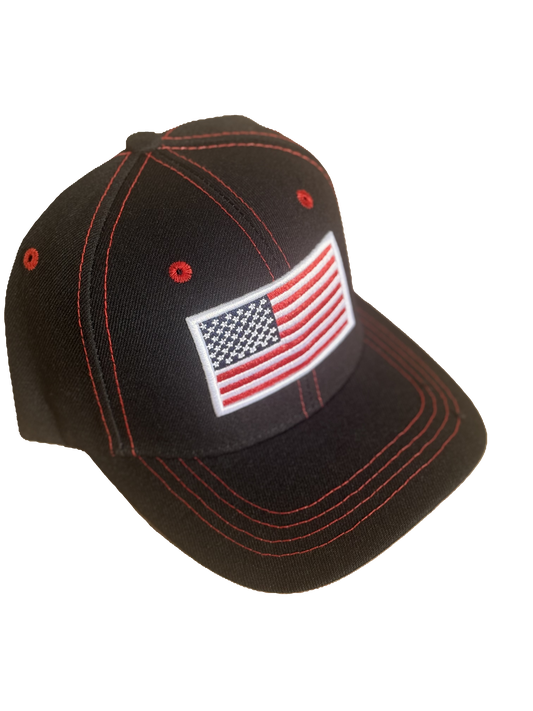 USA Black with Red Stitch Hook & Loop