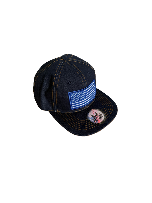 USA Flat Bill Denim Blue Snapback