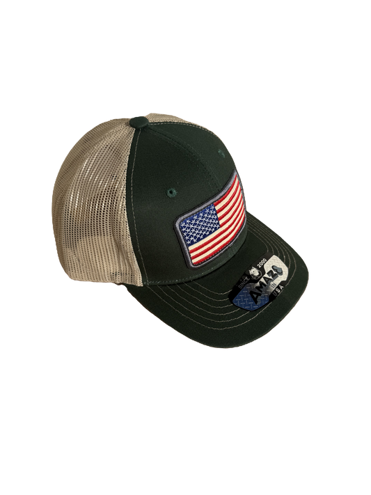 USA Green and Tan Mesh Snapback