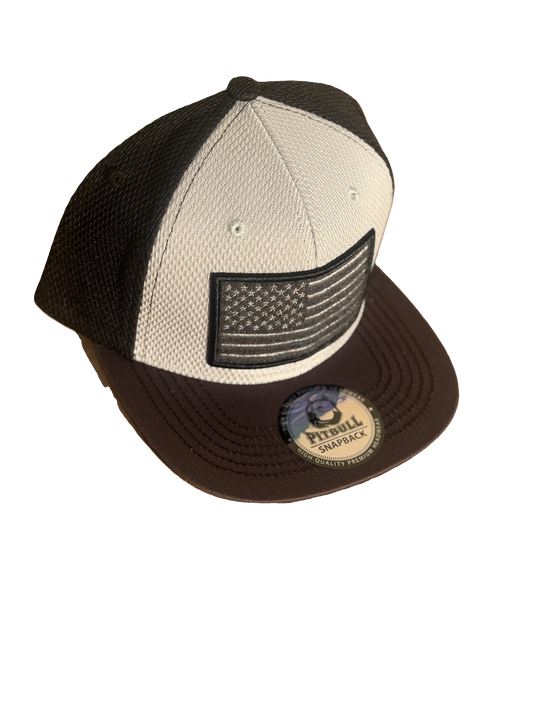 USA Flat Bill Silver & Black with Gray Bill, Snapback