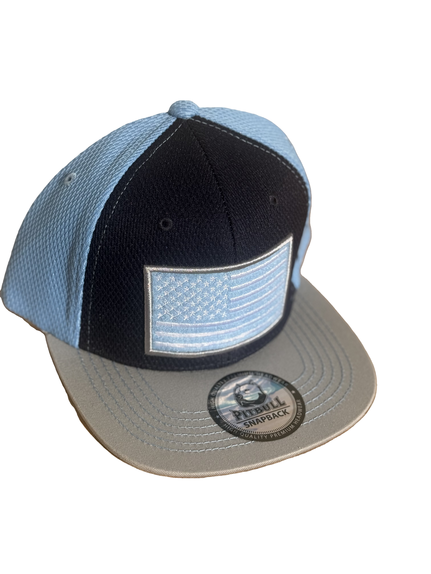USA Flat Bill Navy & Powder Blue with Gray Bill, Snapback