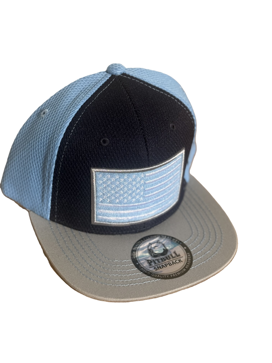 USA Flat Bill Navy & Powder Blue with Gray Bill, Snapback