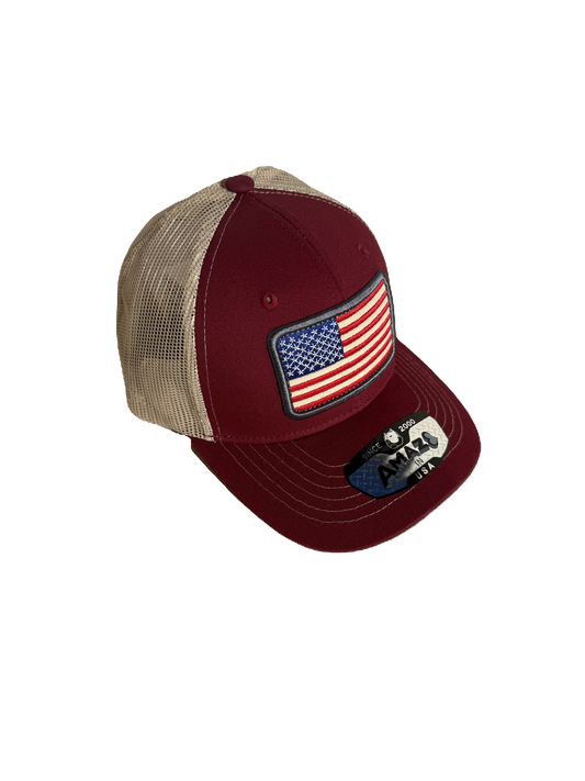 USA Red and Tan Mesh Snapback