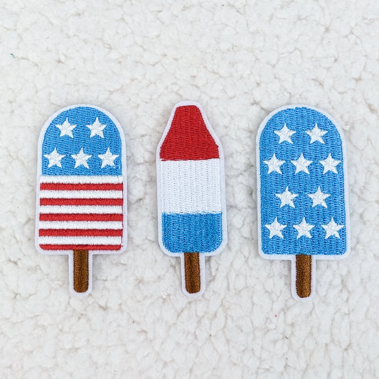 Patriotic Popsicles Embroidered  Patch Bundle