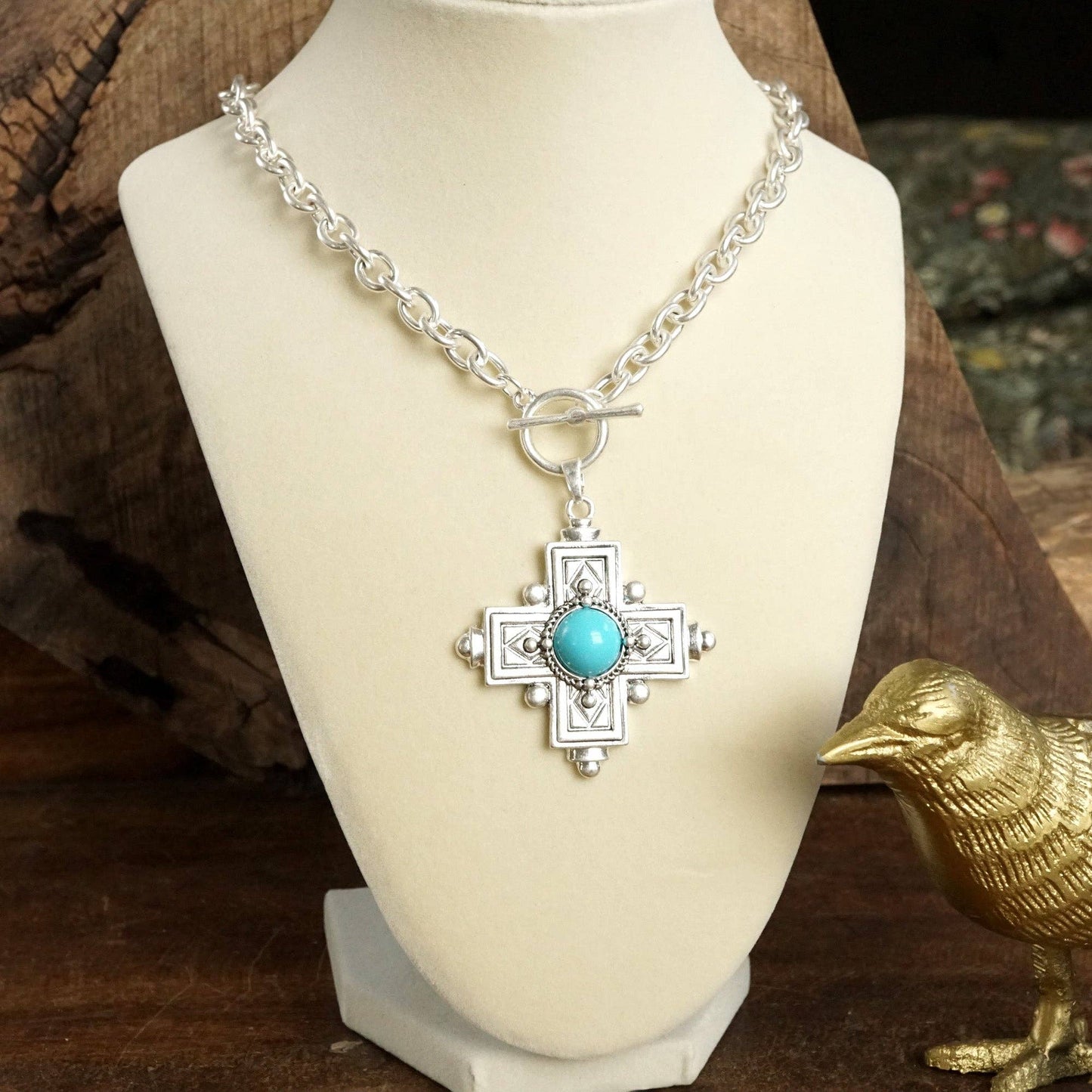 Cross Necklace W/Turquoise