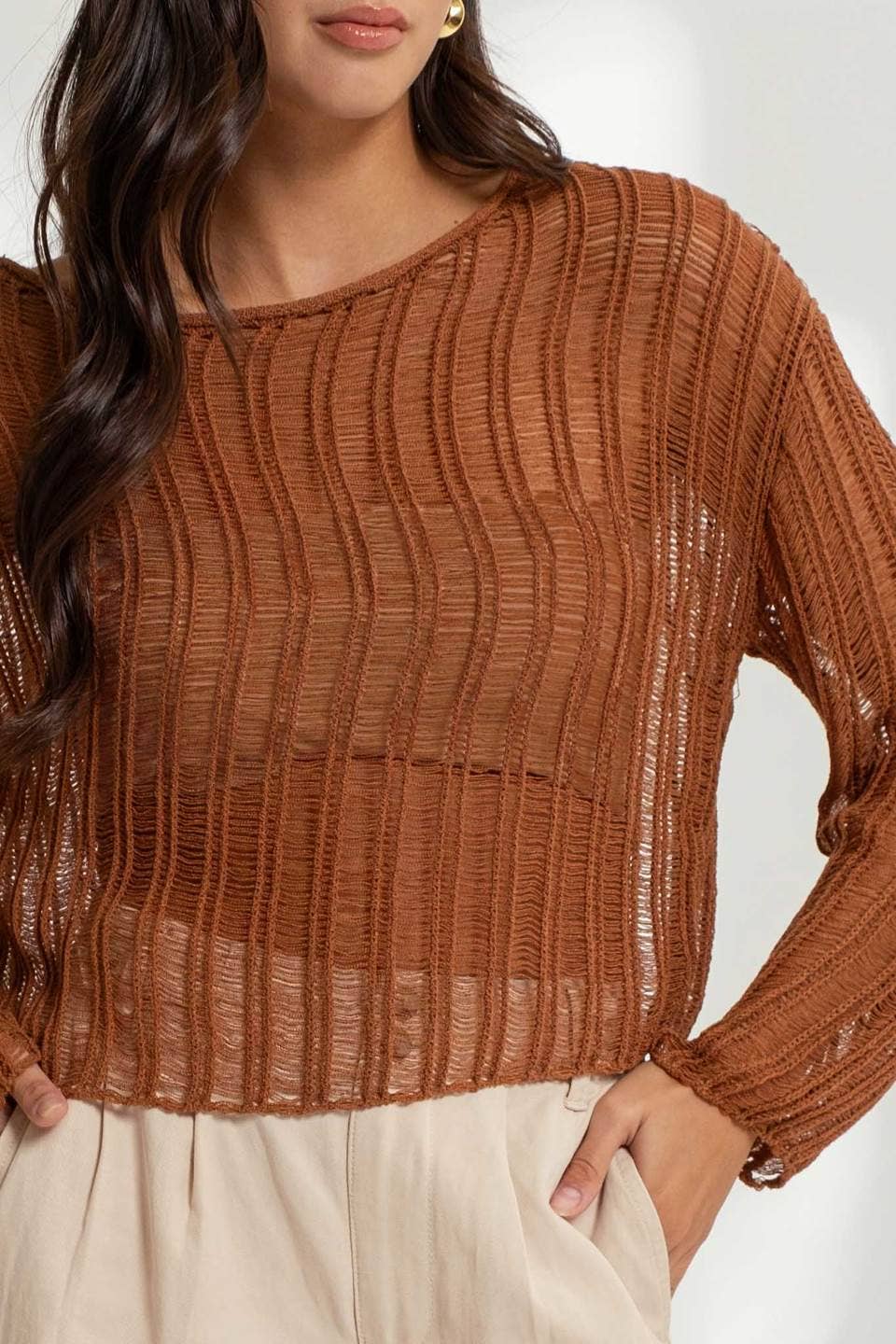 SHEER PULLOVER SWEATER