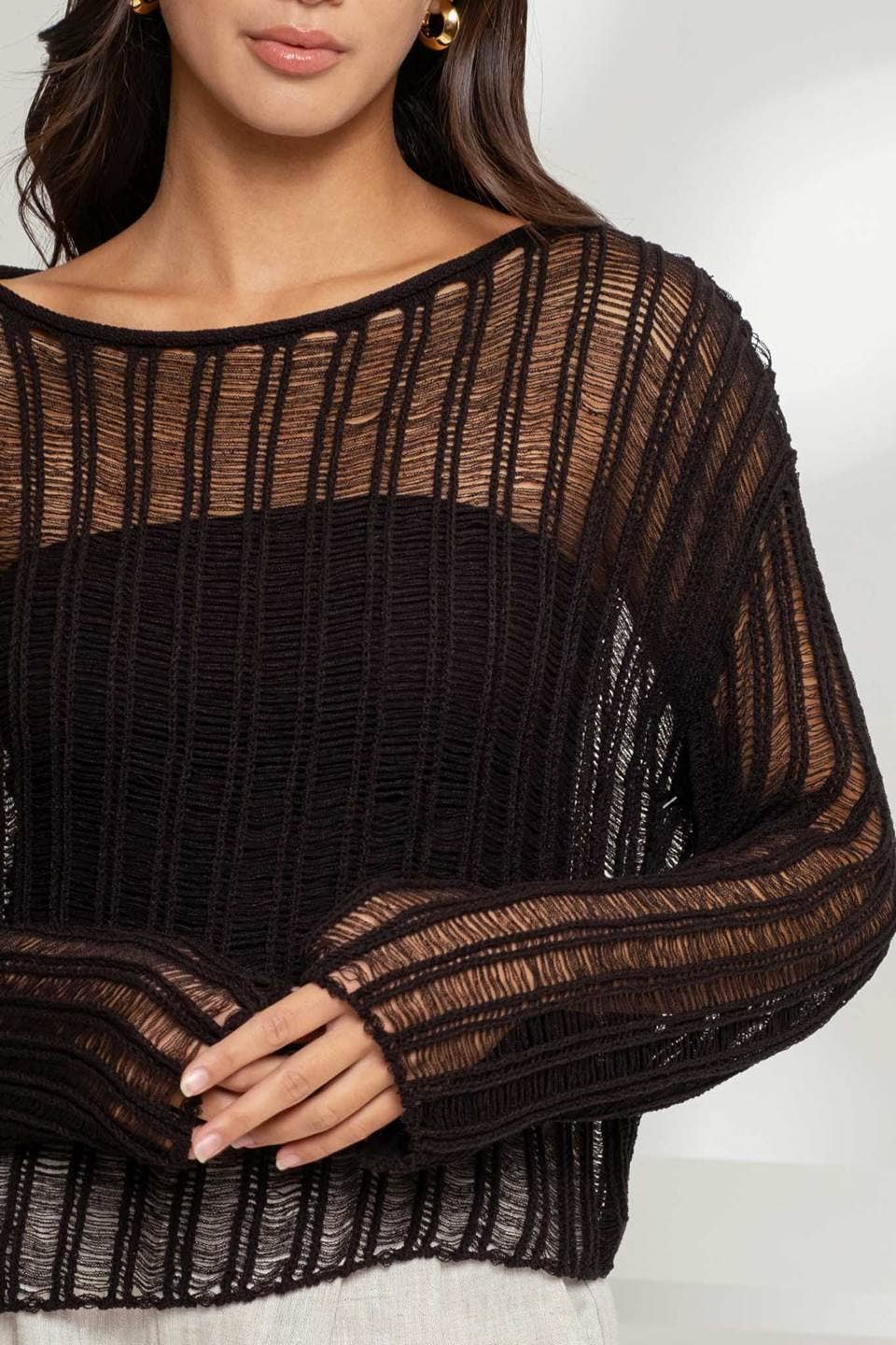 SHEER PULLOVER SWEATER