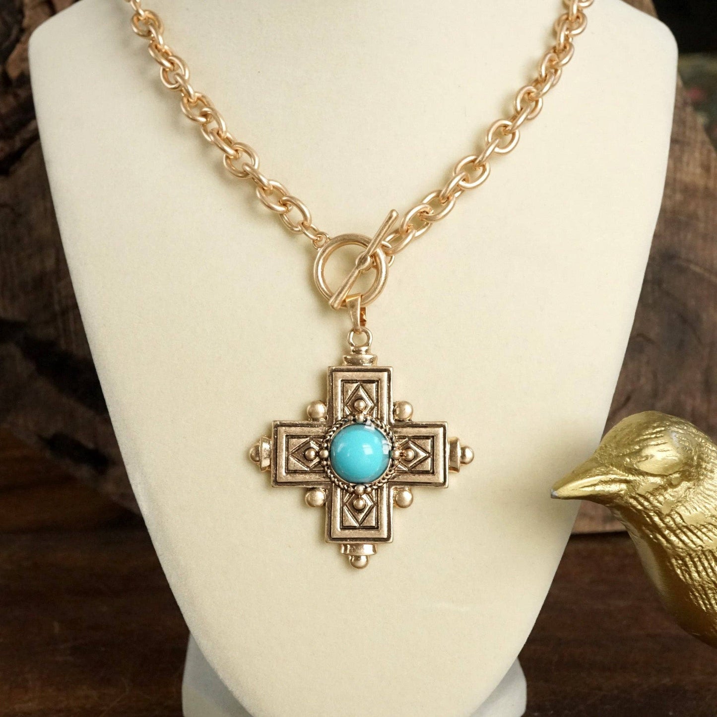 Cross Necklace W/Turquoise