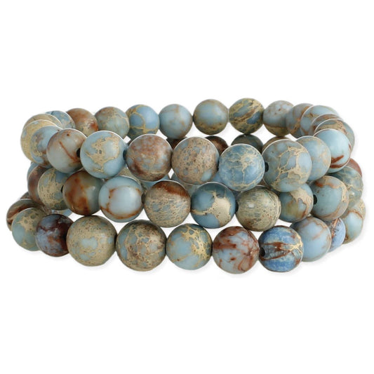 Blue Jasper Genuine Stone Stretch Bracelet Set