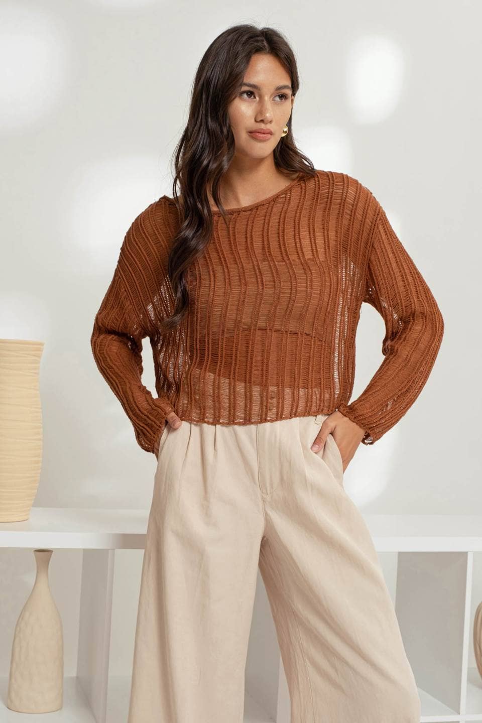 SHEER PULLOVER SWEATER