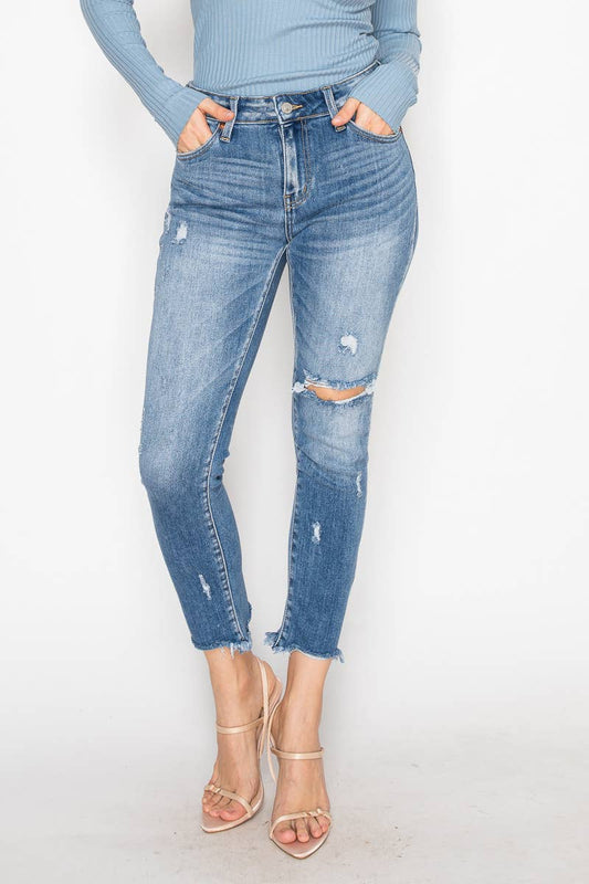 MID RISE STRETCH SKINNY STRAIGHT JEAN